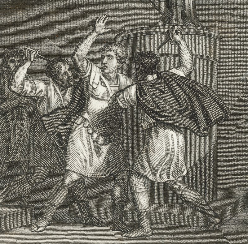 Julius Caesars död (gravyr) av English School