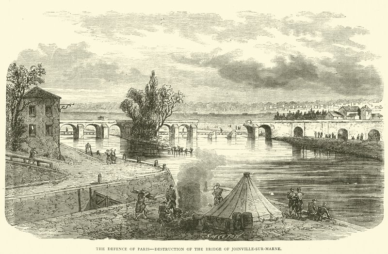 Försvaret av Paris, förstörelse av bron i Joinville-sur-Marne, november 1870 av English School