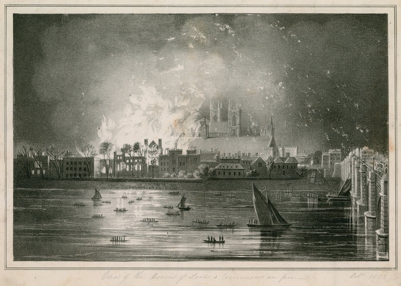 Förstörelsen genom brand av parlamentets hus den 16 oktober 1834 av English School