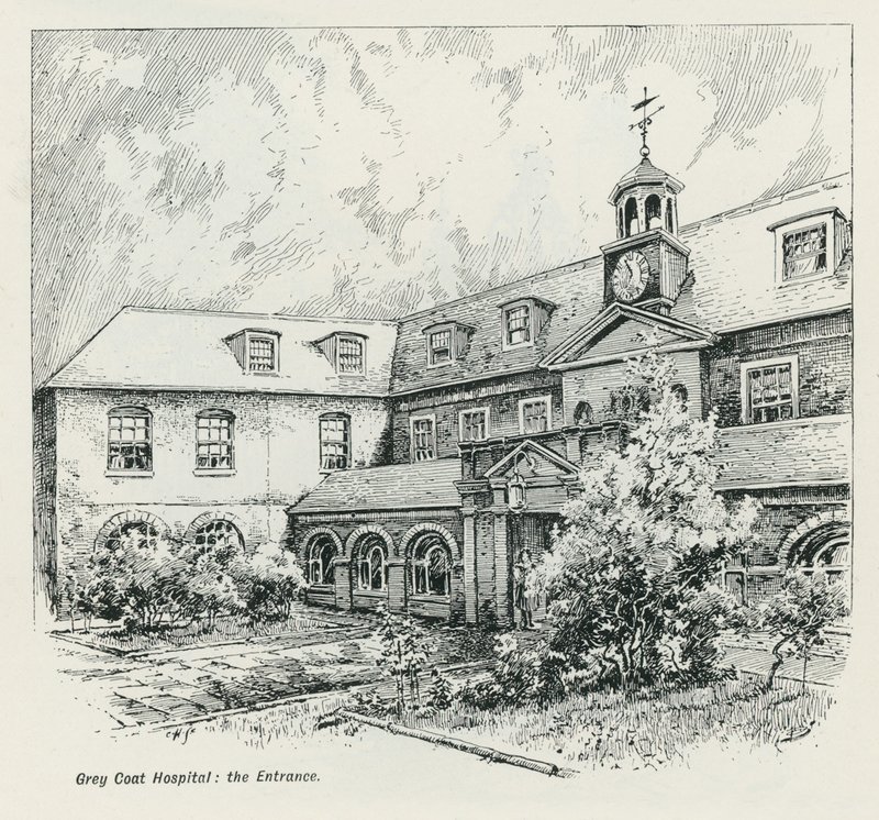 Ingången till Grey Coat Hospital av English School