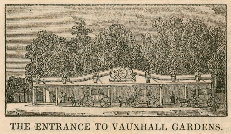 Ingången till Vauxhall Gardens, London av English School