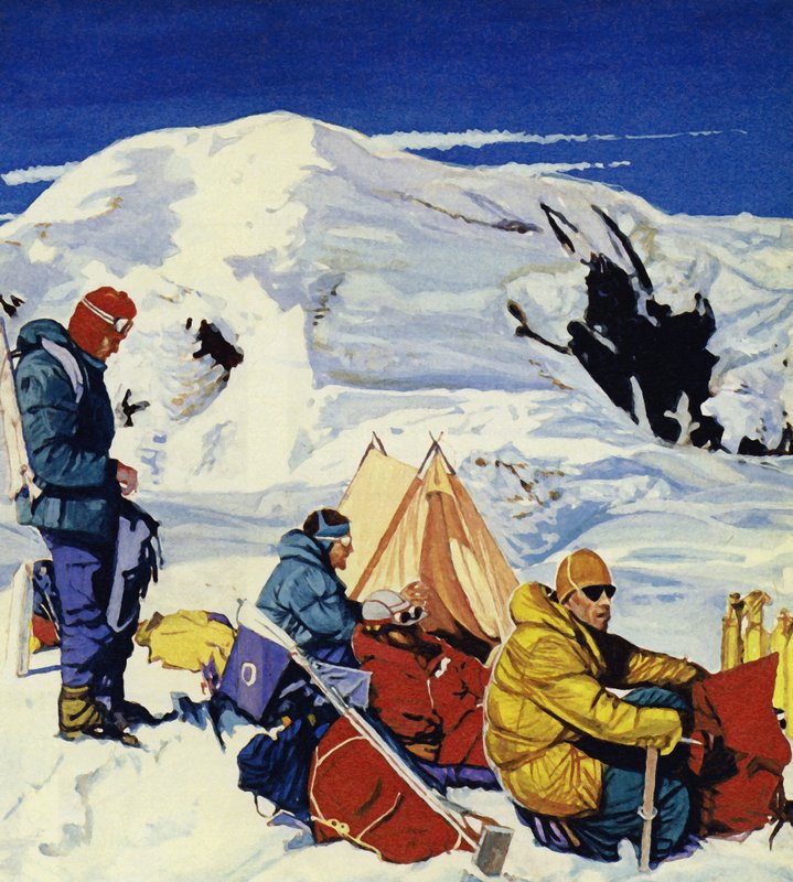 Expeditionen satte upp åtta läger, de sista 2 000 fot under toppen av English School