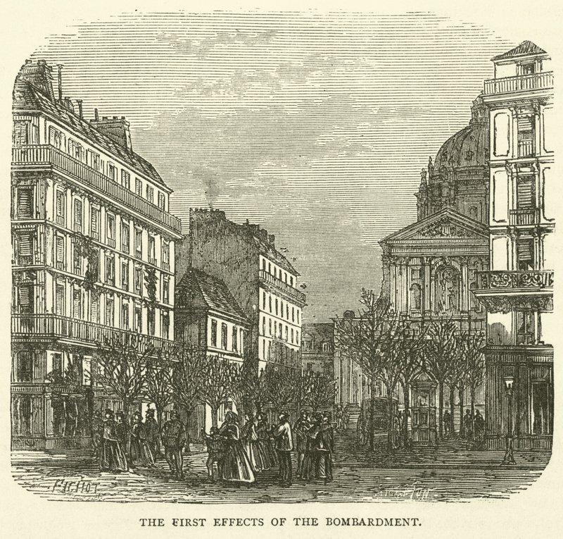 De första effekterna av bombardementet, november 1870 av English School