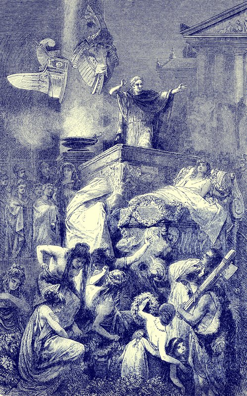 Begravningstalet över en romersk hjälte, illustration från The Illustrated History of the World, publicerad ca 1880 (digitalt förbättrad bild) av English School