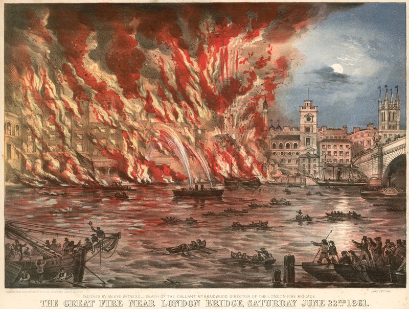 Den stora branden nära London Bridge, lördagen den 22 juni 1861 av English School