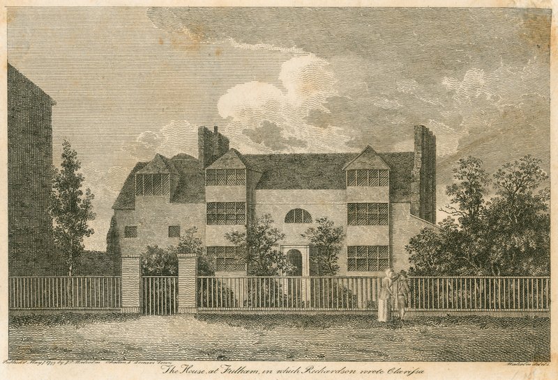 Huset på Parsons Green, nära Fulham, London, när Samuel Richardson skrev Clarissa av English School