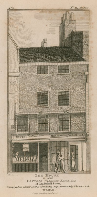 Huset där kapten William Lane från Leadenhall Street började sin litterära karriär av English School