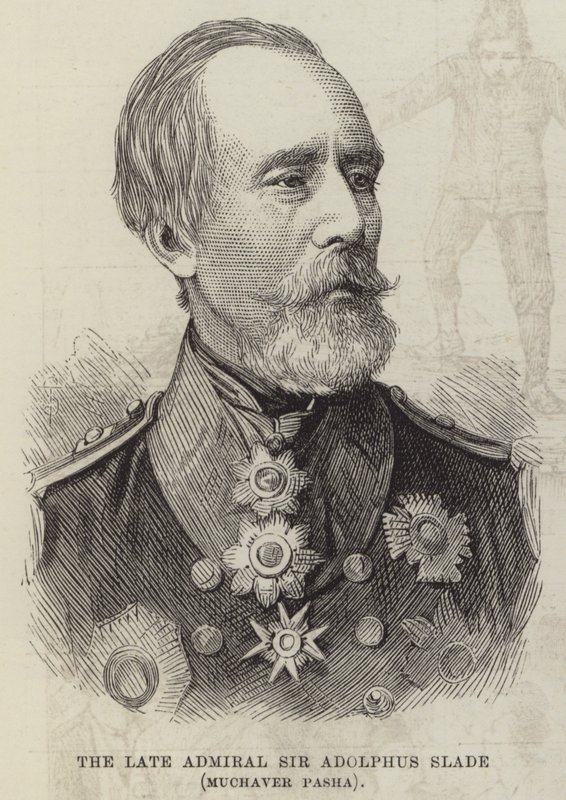 Den bortgångne amiralen Sir Adolphus Slade, Muchaver Pasha (gravyr) av English School
