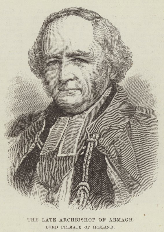 Den bortgångne ärkebiskopen av Armagh, Lord Primate of Ireland (gravyr) av English School