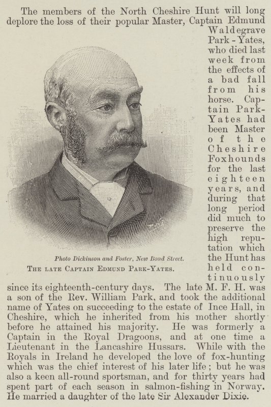 Den bortgångne kaptenen Edmund Park-Yates (gravyr) av English School