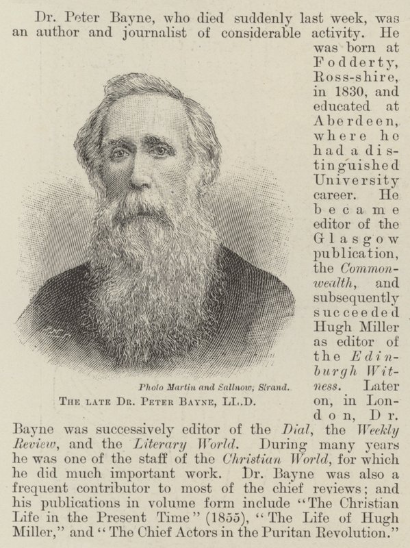 Den framlidne Dr Peter Bayne, LLD (gravyr) av English School