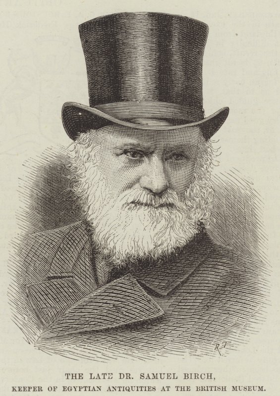 Avlidne Dr Samuel Birch, väktare av egyptiska antikviteter vid British Museum (gravyr) av English School