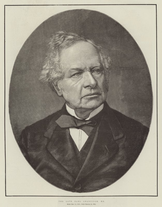 Den sene Earl Granville, KG (gravyr) av English School