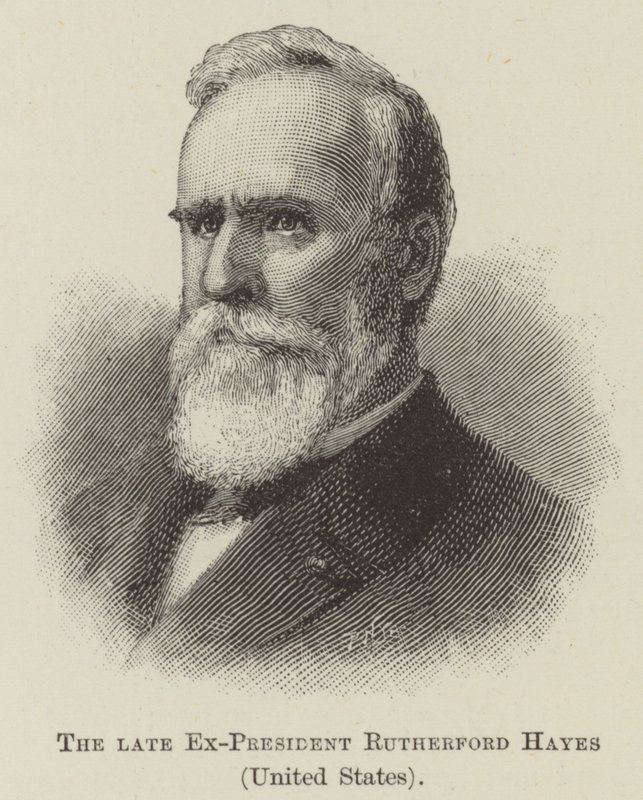 Den bortgångne ex-presidenten Rutherford Hayes, USA (gravyr) av English School