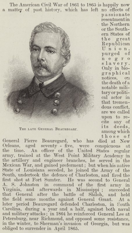 Den bortgångne general Beauregard (gravyr) av English School