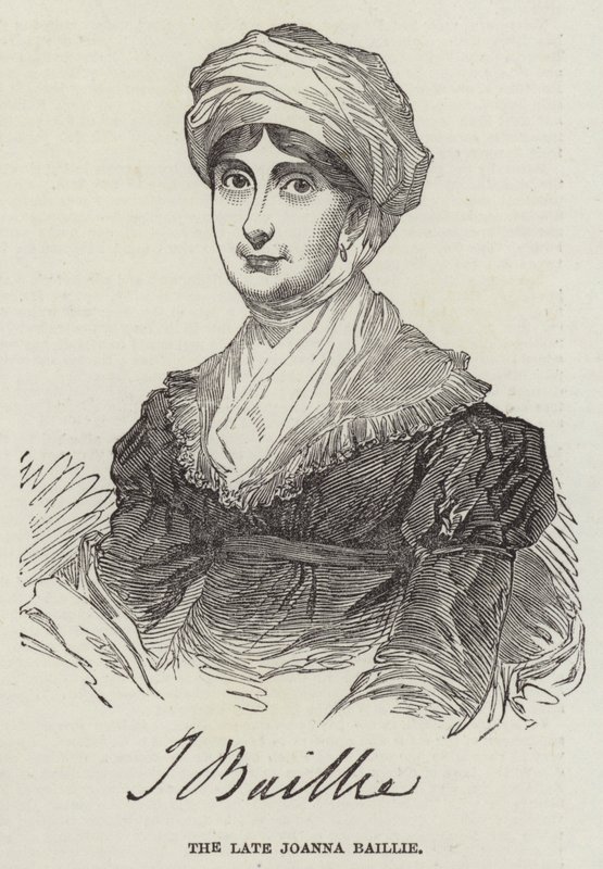 Den sena Joanna Baillie (gravyr) av English School