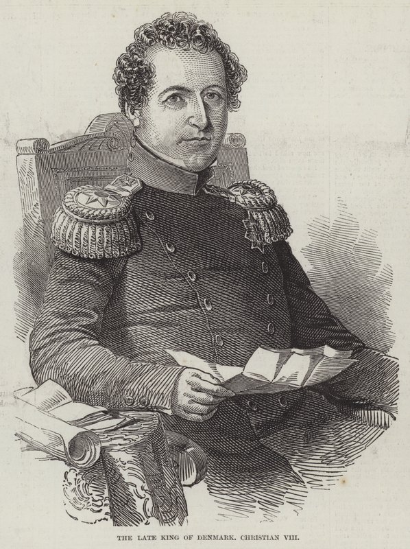 Den bortgångne kungen av Danmark, Christian VIII (gravyr) av English School