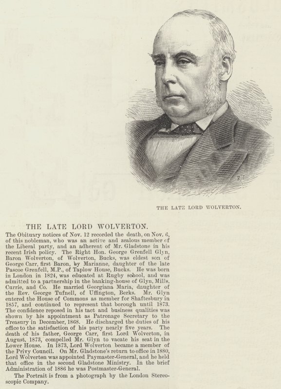 Den bortgångne Lord Wolverton (gravyr) av English School
