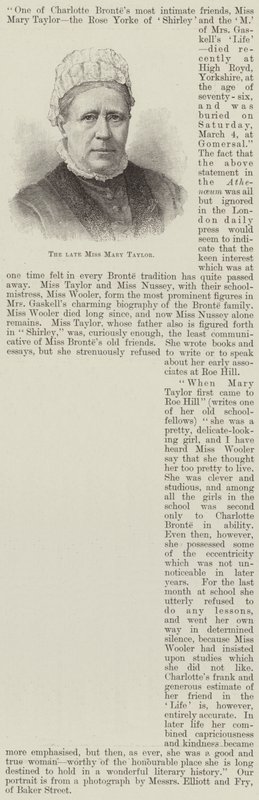 Den bortgångne fröken Mary Taylor (gravyr) av English School