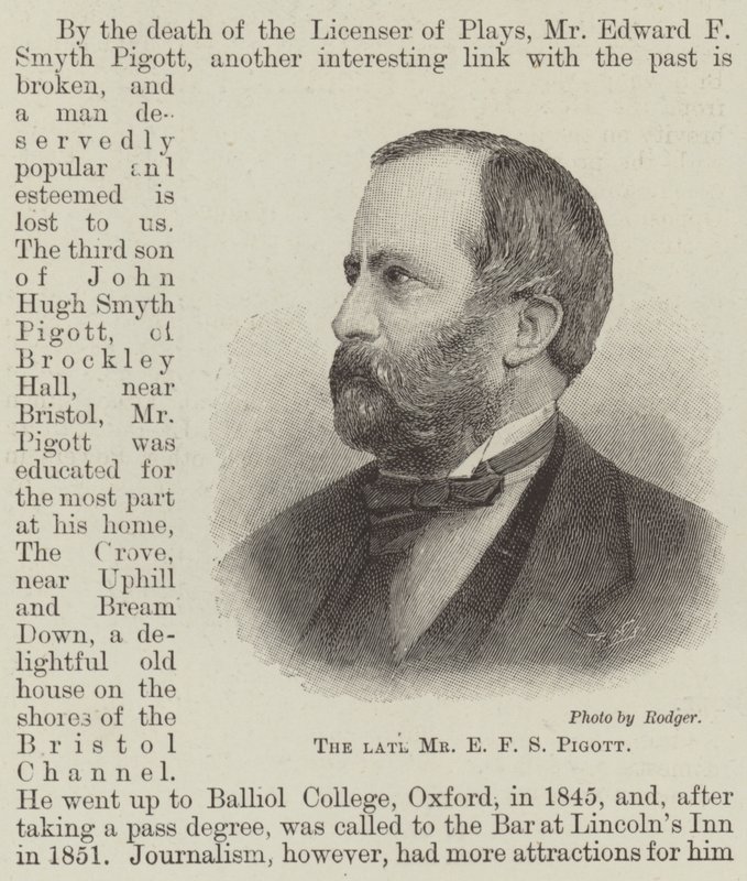 Den bortgångne Mr E F S Pigott (gravyr) av English School