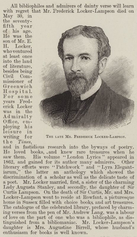 Den bortgångne Mr Frederick Locker-Lampson (gravyr) av English School