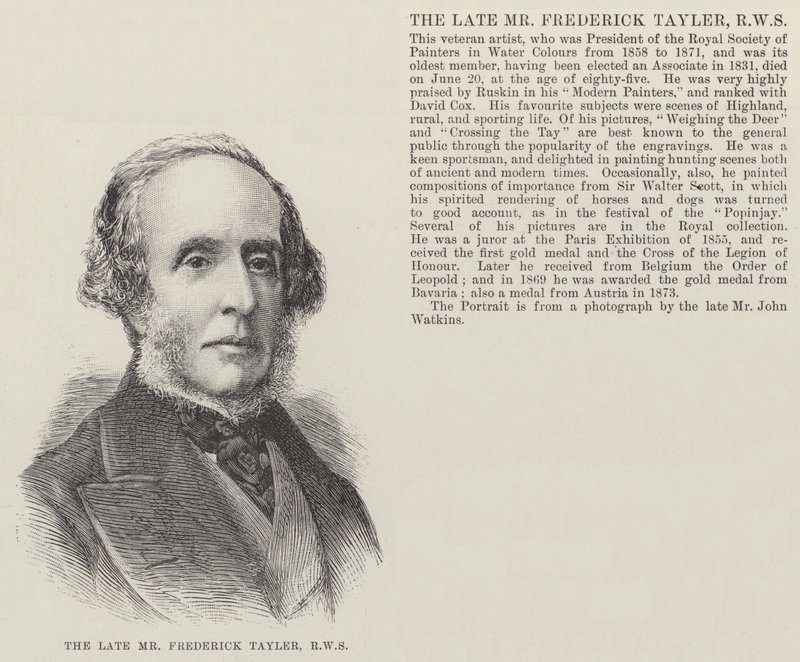 Den framlidne Mr Frederick Tayler, RWS (gravyr) av English School