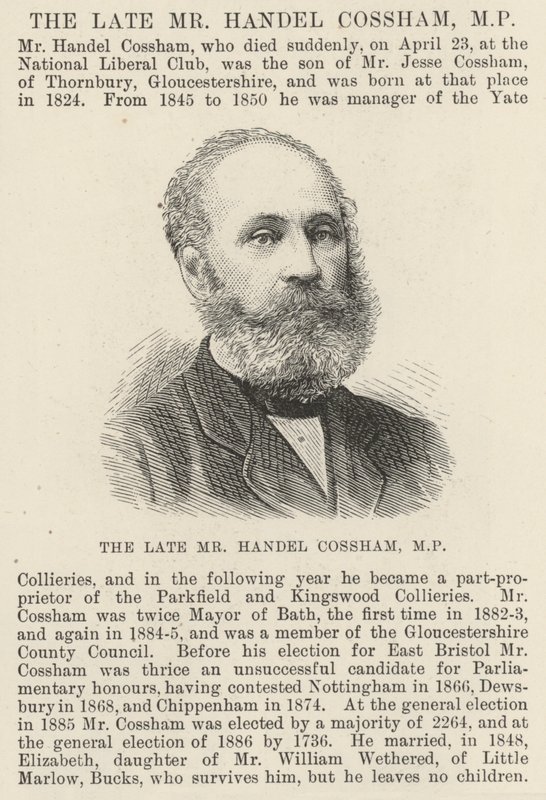 Den bortgångne herr Handel Cossham, MP (gravyr) av English School
