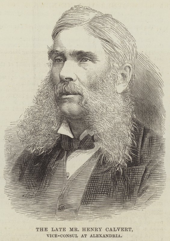 Den bortgångne Mr Henry Calvert, vicekonsul i Alexandria (gravyr) av English School