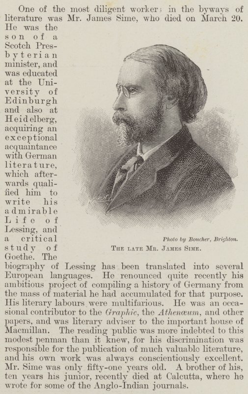 Den bortgångne herr James Sime (gravyr) av English School