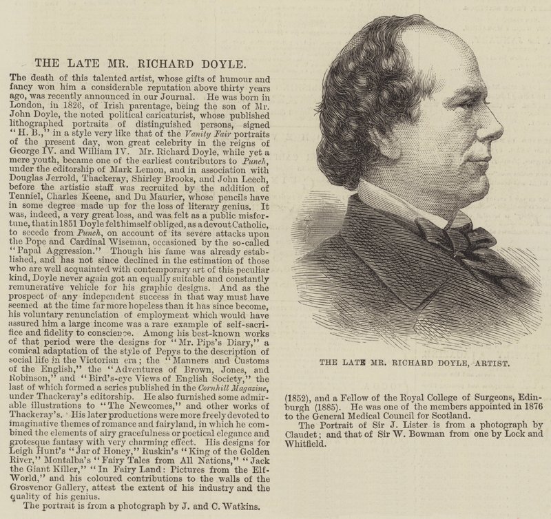 Den bortgångne herr Richard Doyle, konstnär (gravyr) av English School