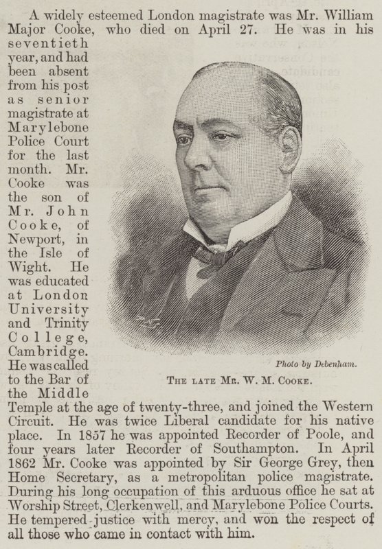 Den bortgångne Mr W M Cooke (gravyr) av English School