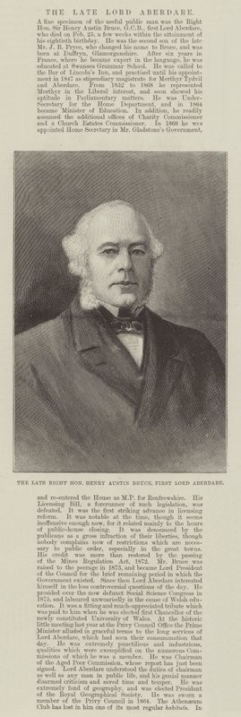 Den framlidne högern Henry Austin Bruce, First Lord Aberdare (gravyr) av English School