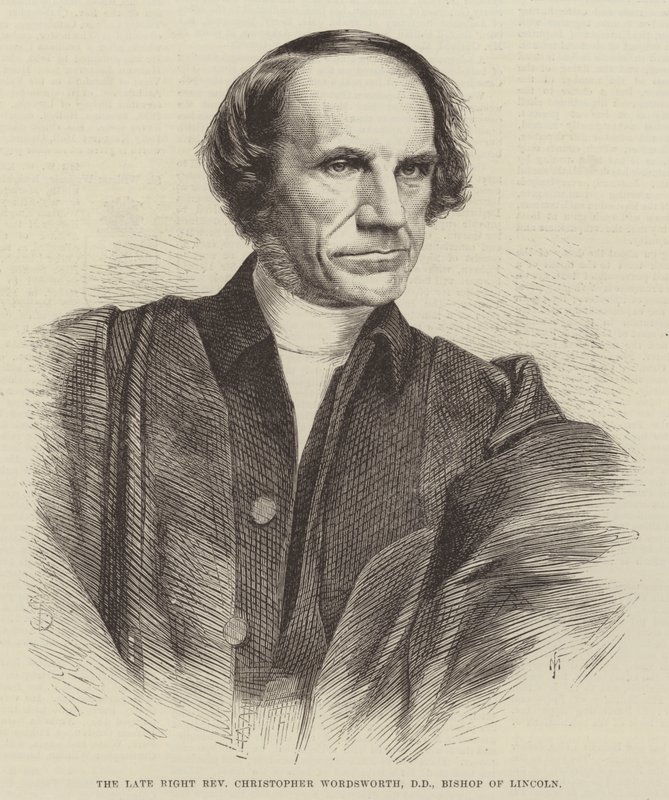 Den framlidne höger pastor Christopher Wordsworth, DD, biskop av Lincoln (gravyr) av English School