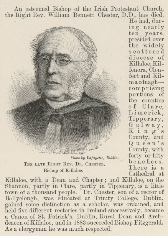 Den framlidne höger pastor Dr Chester, biskop av Killaloe (gravyr) av English School