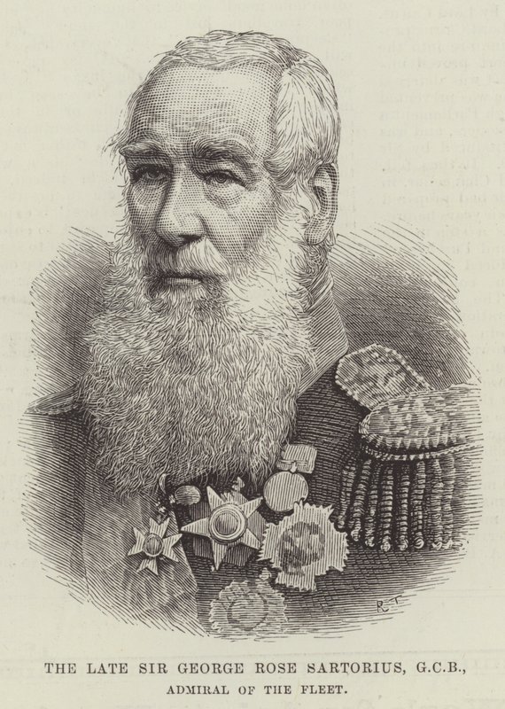 Den framlidne Sir George Rose Sartorius, GCB, flottans amiral (gravyr) av English School