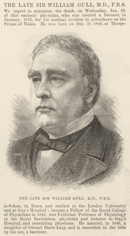 Den framlidne Sir William Gull, MD, FRS (gravyr) av English School