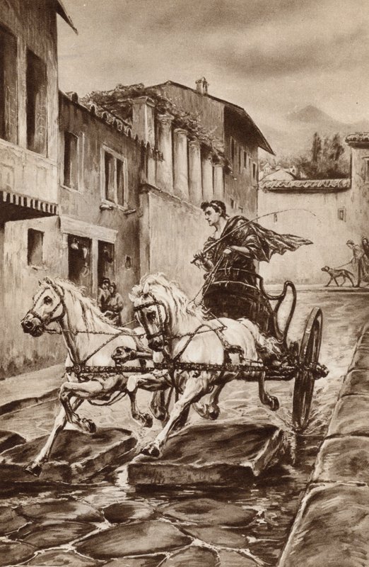 Livet på en gata i Pompeji under de stora dagarna innan staden försvann (färg litho) av English School