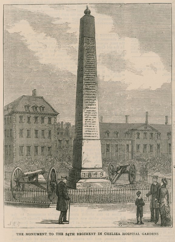 Monumentet till det 24:e regementet i Chelsea Hospital Gardens av English School