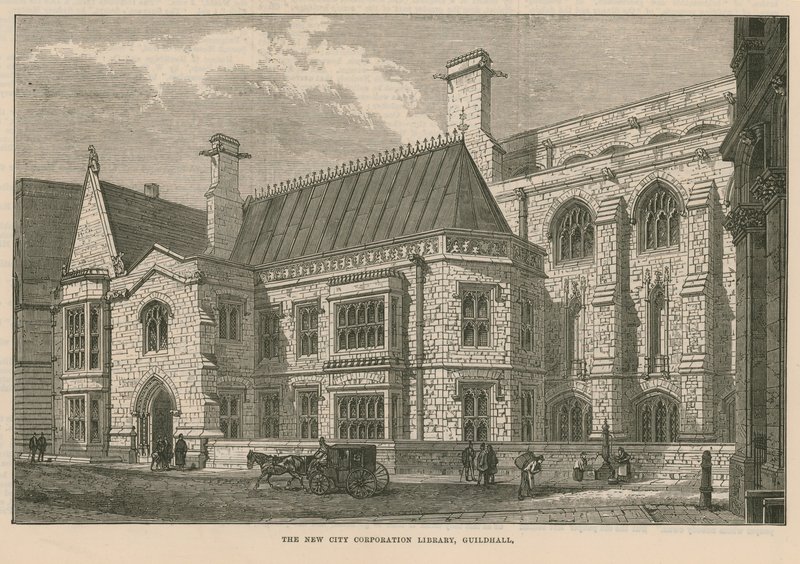 Det nya City Corporation Library, Guildhall, London av English School