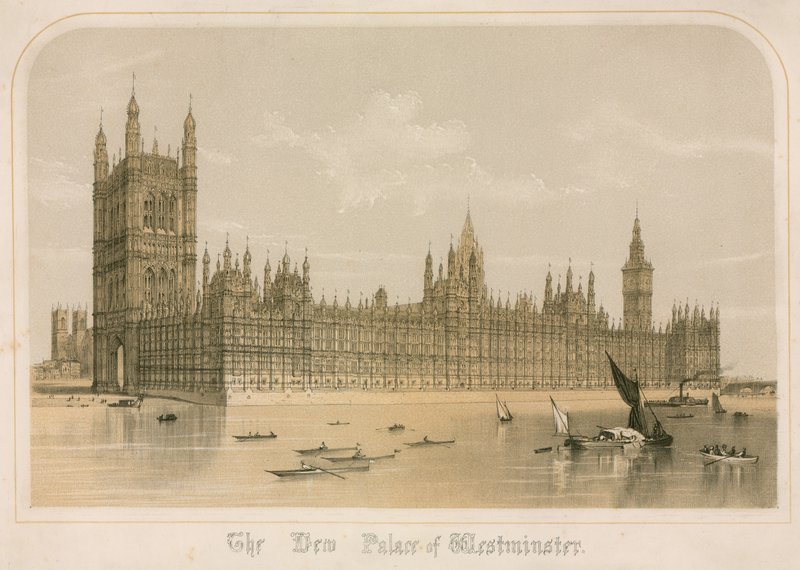 Det nya Palace of Westminster, London av English School