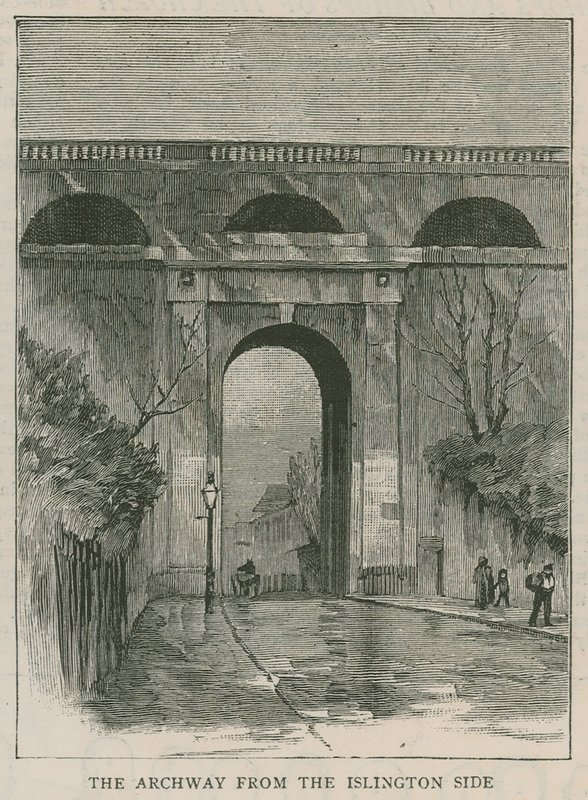 De nya anti-självmordsräckena vid Highgate Archway: valvet från Islington-sidan av English School