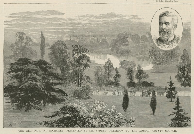 Den nya parken vid Highgate presenterad av Sir Sydney Waterlow av English School