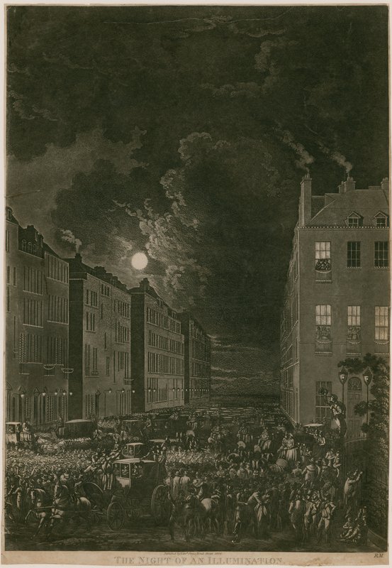En upplysnings natt, 29 april 1802; Portman Square, London av English School