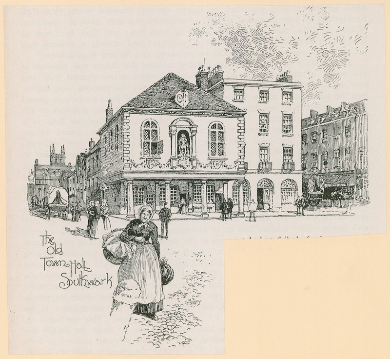 Det gamla rådhuset, Borough High Street, Southwark, London av English School