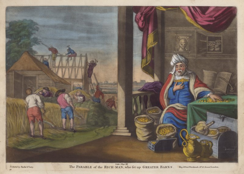 Liknelsen om den rika dåren (färg litho) av English School
