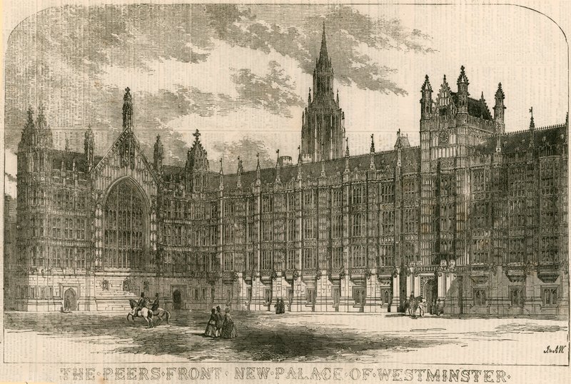 Peers-fronten, nya Palace of Westminster, London av English School
