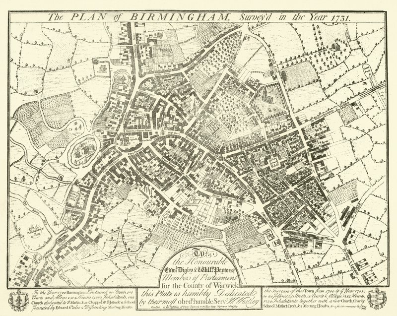 Birminghams plan, undersökt år 1731 av English School