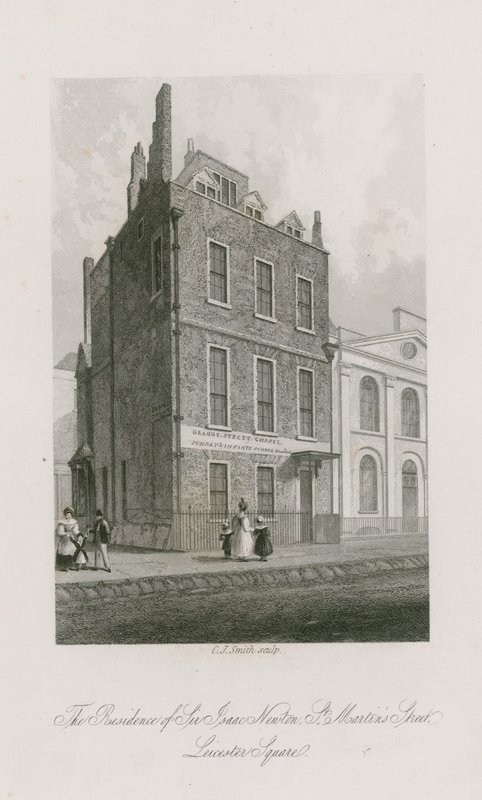 Sir Isaac Newtons residens, St Martins Street, Leicester Square London av English School