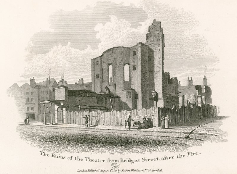 Ruinerna av Royal Theatre, Drury Lane, från Bridges Street av English School