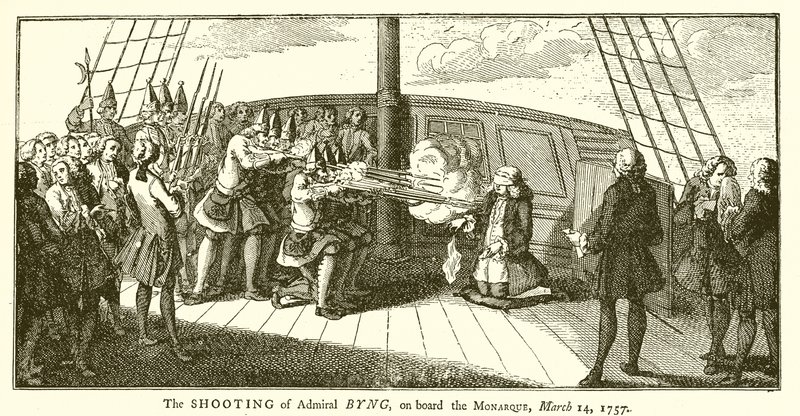 Skjutningen av amiral Byng, ombord på Monarque, 14 mars 1757 av English School